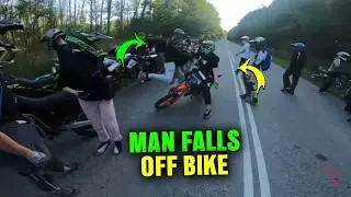 Pit Bike Rider Hits Man Causing Him to Fall
