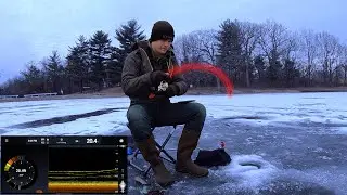 Lake of the Woods Illinois ICE FISHING!! On-Screen Deeper Sonar