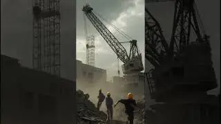 Tower Crane Collapse on Construction Site | AI Demolish