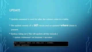 DML UPDATE Command,SQL Basics Tutorial - 9