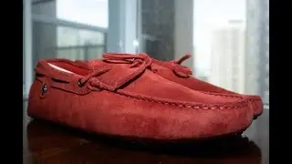Tod's for Ferrari Red Suede Gommino Driving Shoes
