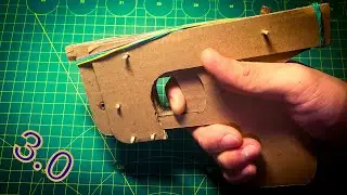 【DIY】Rubber Band Gun 3.0 form Cardboard | free template | pump pistol