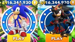 Sonic Dash - Sonic vs Warrior Shadow - All Characters Unlocked - Gameplay