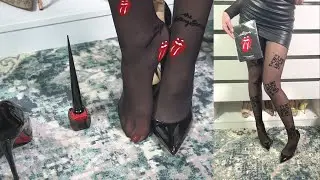 Calzedonia Pantyhose Rolling Stones Louboutin Red Nailcolour YSL Black