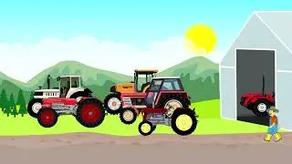 Colorful Tractors for Kids and Farm Simulation   Farmer's work on the Color Video   Traktor Bazyl
