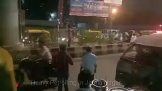 Jamia Nagar Batla House, Heavy Traffic and Police Petrolling at 11 PM
