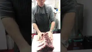 Short explanation of trimming a dry aged prime rib.