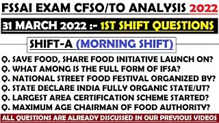 FSSAI 31 March Exam Analysis | FSSAI Exam Analysis 2022 | FSSAI 30th March Exam Analysis | FSSAI |