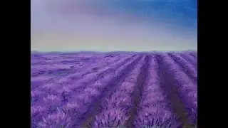 Lavender sea at sunset with soft pastels / Лавандовое море на закате сухой пастелью