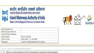 #iwai junior hydrographic Surveyor Exam 2025 official Question Paper Answer key #iwai JHS Exam paper