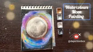 Galaxy Glow | Watercolor & Metallic Moon Painting Tutorial @DepictionBox