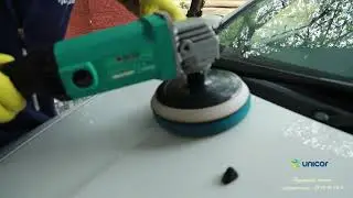 Car waxing & polishing service demonstration by Unicor Mobile Carwash
