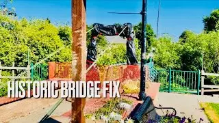 Arroyo Grande Village- Historic Swingin bridge repair update- Our Life #walkandtalk #creek #local