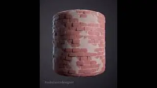Stylized Pink Brick wall. Substance designer material. #substance3ddesigner  #stylized