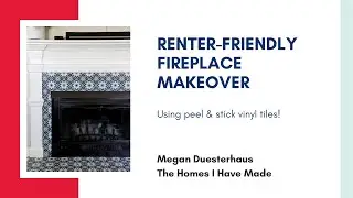 Renter Friendly Fireplace Makeover with Floor Pops Vinyl Tiles