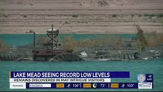Lake Mead seeing record low levels, remains discovered in May intrigue visitors