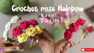 How to crochet a mini rose headbow | Easy DIY|Tutorial #crochetheadbow#tutorial#diy 