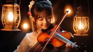 Magical Violin Performance in a Dreamy Night Scene
