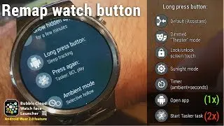 Long press button for Theater mode in Wear OS using Bubble Cloud Launcher (No Root needed!)