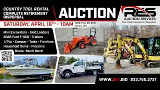 4-16-22 Roth Country Tool Rental Complete Retirement Dispersal Auction