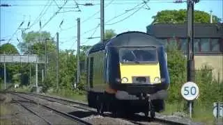 Single HST Power Car 43467 passing Morpeth