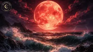 Crimson Moon Ocean ASMR 🌊 Thunder, Night Sea & Witchcore Ambience Ambient Screen