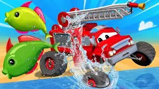Monster Town Max ist gefangen im Wald! - Lastwagen Zeichentrickfilme f&uuml;r Kinder 🚓 🚒