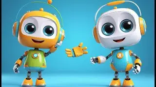 Five Little Robots Buzzing Around | Fun Kids Song | Playful Robot Adventure Rhyme