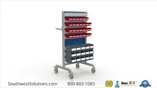 Mobile Rolling Heavy Duty Trolley Carts with Bins, Pegboards, Shelves