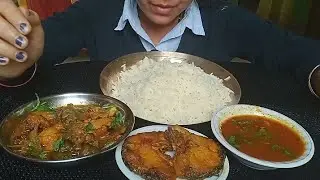 FISH CURRY, BRINJALFRY, RICE 🍚, SMALL FISH FRY,  PUNTI EATING SHOW // MUBARAK EATING VLOGS // FOOD