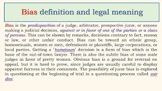 Bias definition and legal meaning