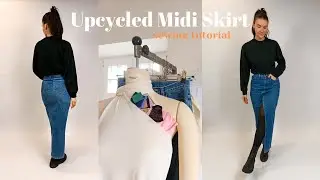 JEANSROCK UPCYCLING | wir nähen ganz einfach einen Midi Jeansrock aus einer Hose #sewing #nähen
