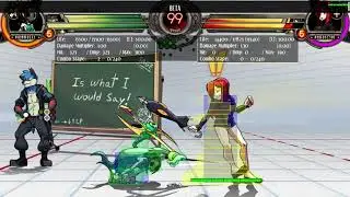 rest of cast vs twin's OS absolute guard attempts with backdash crouch block vs pushblock baits