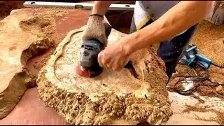 黄金樟实木茶盘制作，这师傅开盘的速度你们觉得1天能做多少个？