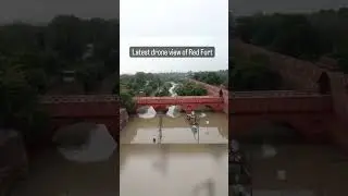 Delhi flood- Drone Camera view of Red Fort.