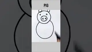EASY AND SIMPLE DRAWING OF PIG FOR BEGINNERS - DRAWING WITH SHAPES #drawingforbeginners #pig #shorts