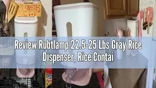 Review Rubtlamp 22.5-25 Lbs Gray Rice Dispenser, Rice Container with Lid, Rice Storage Container wit