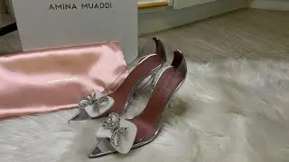 Unboxing-[Amina Muaddi transparent shoes] Price $1190