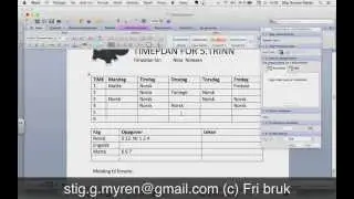 Fletting av arbeidsplan/timeplan i barneskole - Word og Excel
