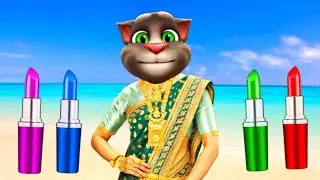 colourful 4 lipstick cat comedy video | Funny lipstick talking tom makeup Ep -12