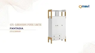 Qmovi | 4375 - Guarda Roupa 3 Portas e 2 Gavetas com Nicho Fantasia | Montagem de Produto