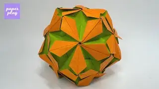 Modular Origami #137 &ndash;  Kusudama Flower Ball |  꽃모양 다면체 종이접기
