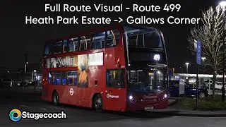Full-Route Visual | Route 499: Heath Park Estate → Gallows Corner | Stagecoach Ldn 19739 - LX11BBE.