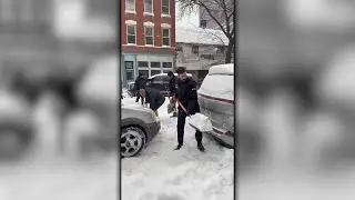 Mayor Mamdani helps shovel snow in Brooklyn