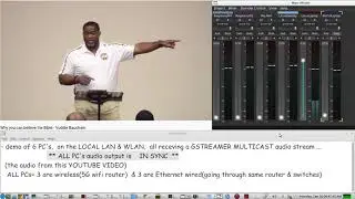 Multicast Audio Steaming on the LAN & WLAN - in SYNC -  using Gstreamer pipelines: 6 PCs LIVE demo