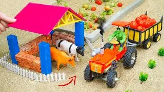 DIY Mini Projects How To Make Mini Tractor trailer from Wood To Transport Farm Animals feed cow shed