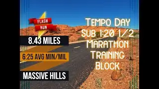 Sub 1:20 Half Marathon Training. Virtual 8 Mile Hilly Tempo Run! Beautiful Pathway Near Ironman 70.3