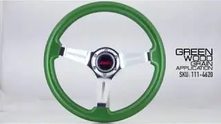 JDM SPORT 345MM GREEN WOOD GRAIN STEERING WHEEL
