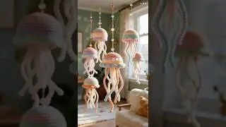 Crochet creativity ~ romantic and dreamy jellyfish pendant, do you like it? #crochet #crochetcrosai