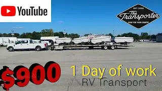 RV Transport. 900 dollars in one day! #truckingjobs #rvtransport #saginaw #camper #trailer #cash 